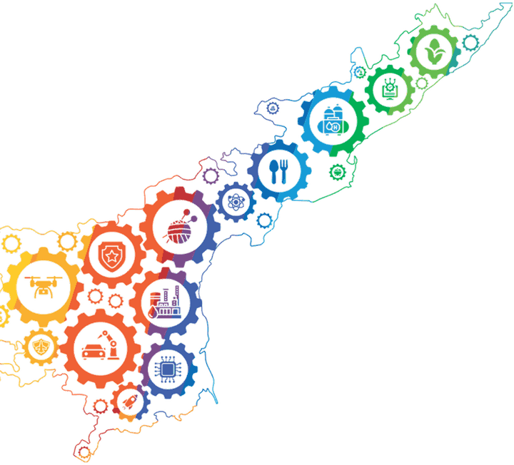 Andhra Pradesh map showing thematic industrial clusters